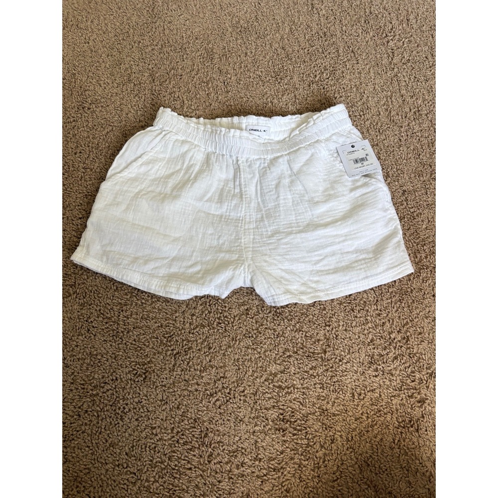 ONeill Carla Shorts Womens Medium White Gauze Elastic Waist Beach SP3408016 NWT